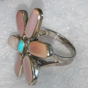Pink quartz and Turquoise flower